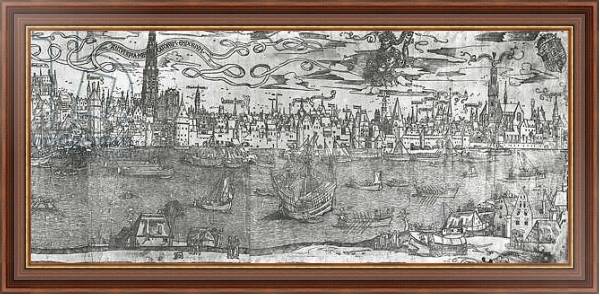 Постер View of Antwerp Harbour, detail of the right hand section, 1515-50 с типом исполнения На холсте в раме в багетной раме 35-M719P-83