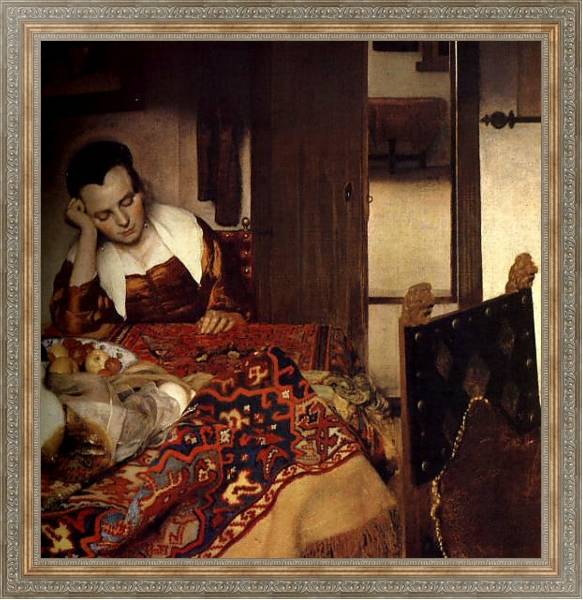 Постер Спящая молодая женщина с типом исполнения На холсте в раме в багетной раме 484.M48.310