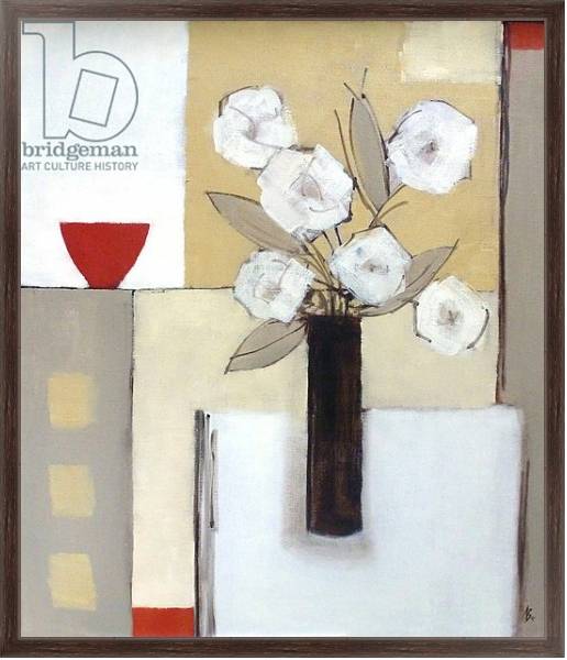 Постер Red Bowl, White Flowers с типом исполнения На холсте в раме в багетной раме 221-02