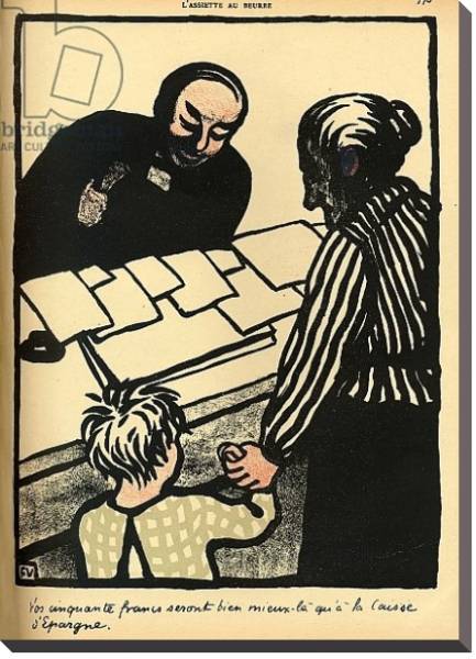 Постер A woman and child hand over their savings to the priest, 1902 с типом исполнения На холсте без рамы