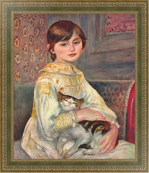 Постер Портрет мадемуазель Жюли Мане с кошкой с типом исполнения На холсте в раме в багетной раме 484.M48.640