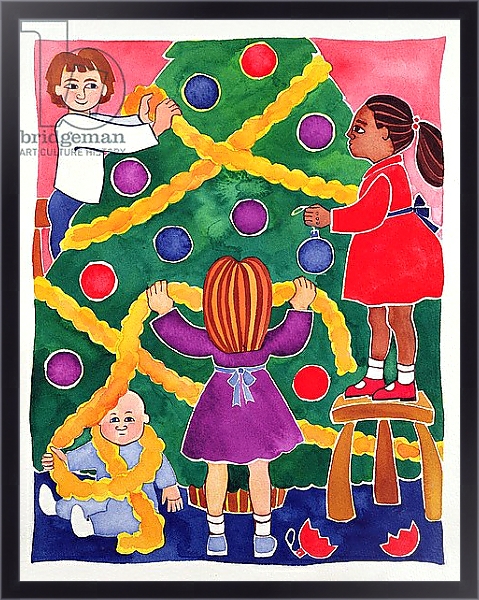Постер Decorating the Christmas Tree 2 с типом исполнения На холсте в раме в багетной раме 221-01