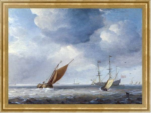 Постер Малые голландские корабли в бриз с типом исполнения На холсте в раме в багетной раме NA033.1.051