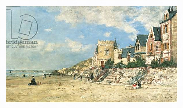 Постер Malakoff Tower and the Shore at Trouville; La Tour Malakoff et le Rivage a Trouville, 1877 с типом исполнения На холсте в раме в багетной раме 221-03
