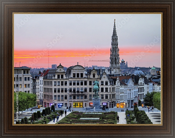 Постер Бельгия. Брюссель. Площадь Гранд Плас с типом исполнения На холсте в раме в багетной раме 1.023.151