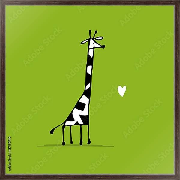 Постер Влюбленный жираф 2 с типом исполнения На холсте в раме в багетной раме 221-02