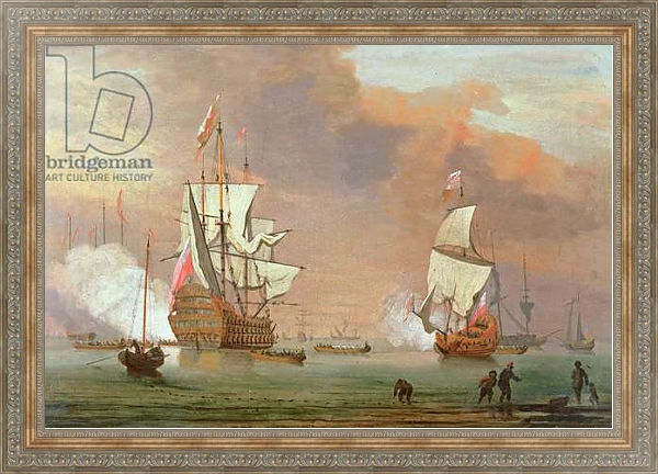 Постер Warships Firing a Salute с типом исполнения На холсте в раме в багетной раме 484.M48.310