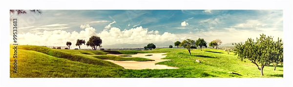 Постер Зеленые поля для гольфа с типом исполнения На холсте в раме в багетной раме 221-03