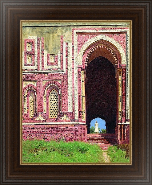 Постер Ворота около Кутуб-Минара. Старый Дели. 1875 с типом исполнения На холсте в раме в багетной раме 1.023.151