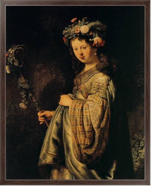 Постер Флора (портрет Саскии в виде Флоры) с типом исполнения На холсте в раме в багетной раме 221-02