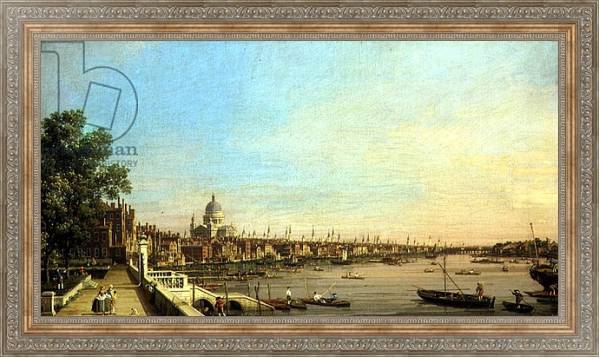 Постер The Thames from the Terrace of Somerset House Looking Towards St. Paul's, c.1750 с типом исполнения На холсте в раме в багетной раме 484.M48.310