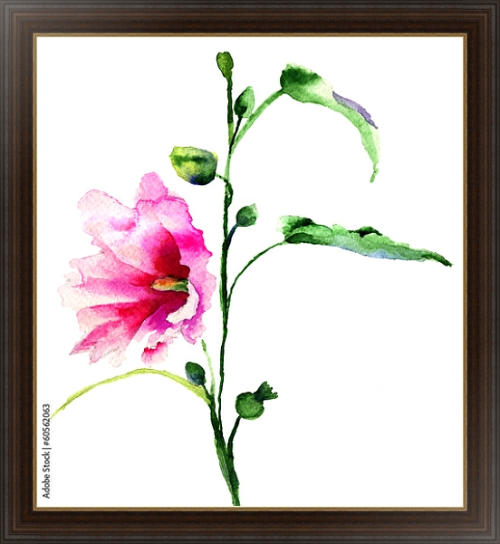 Постер Акварель. Цветок с типом исполнения На холсте в раме в багетной раме 1.023.151