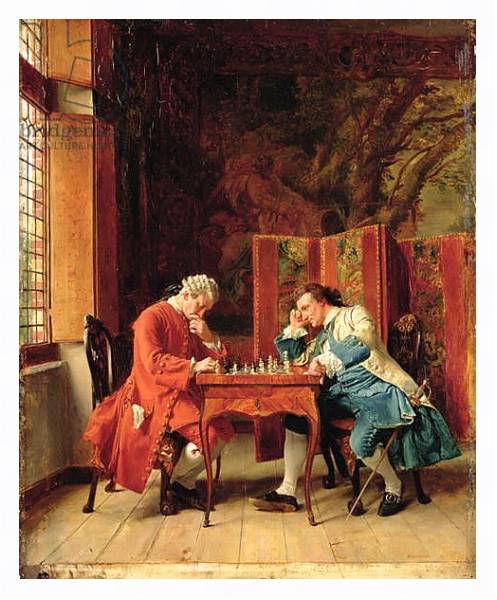 Постер The Chess Players, 1856 с типом исполнения На холсте в раме в багетной раме 221-03