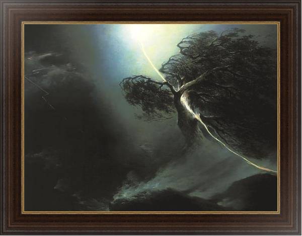 Постер Дуб, раздробленный молнией. Аллегория на смерть жены художника. 1842 с типом исполнения На холсте в раме в багетной раме 1.023.151