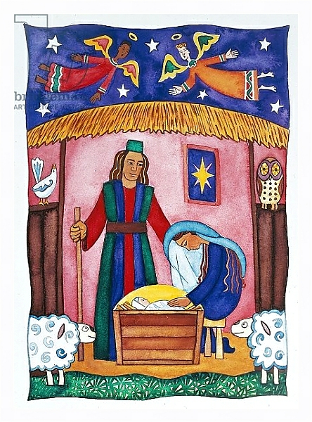 Постер Nativity with Angels с типом исполнения На холсте в раме в багетной раме 221-03