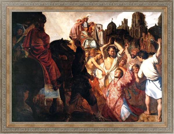 Постер Побиение камнями св. Стефана с типом исполнения На холсте в раме в багетной раме 484.M48.310