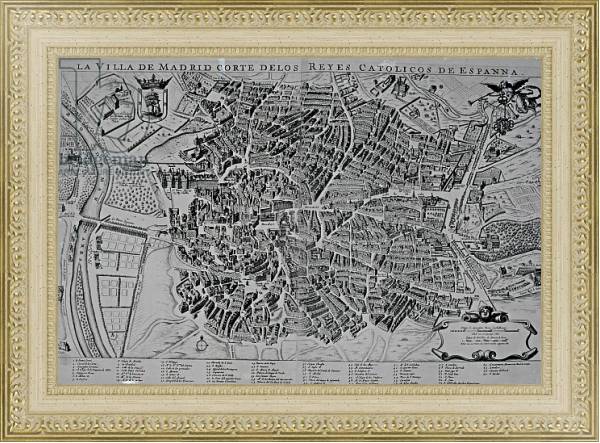 Постер Map of Madrid с типом исполнения Акварель в раме в багетной раме 484.M48.725