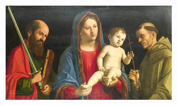 Постер Дева Мария с ребенком со святыми Павлом и Франсисом с типом исполнения На холсте в раме в багетной раме 221-03