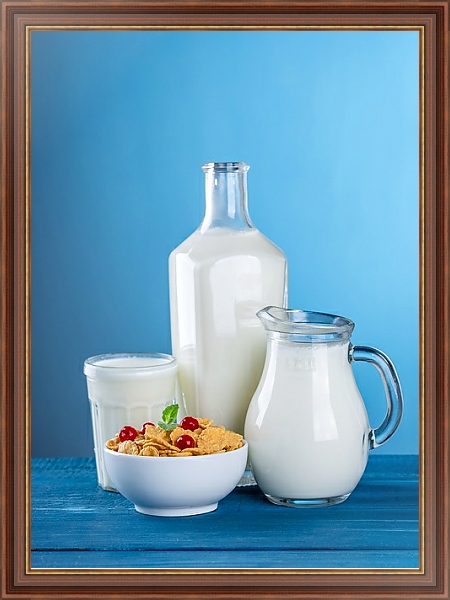 Постер Хлопья с молоком с типом исполнения На холсте в раме в багетной раме 35-M719P-83