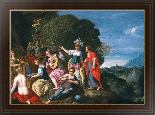 Постер Athene and the Nine Muses at the Wells of Hipokrene, 1624 с типом исполнения На холсте в раме в багетной раме 1.023.151
