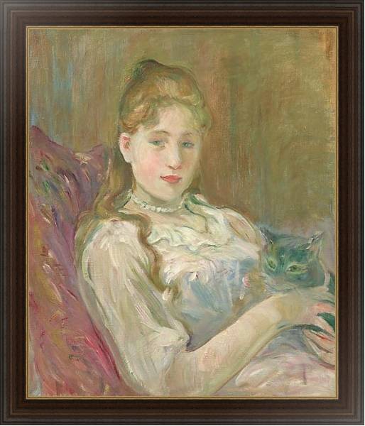 Постер Jeune fille au chat с типом исполнения На холсте в раме в багетной раме 1.023.151