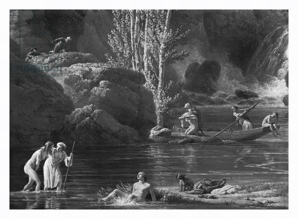 Постер Morning, The Bathers, left hand side detail, 1772 с типом исполнения На холсте в раме в багетной раме 221-03