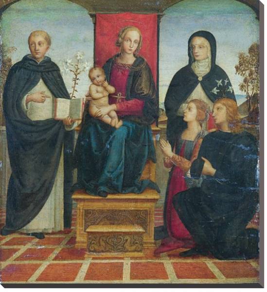 Постер Дева Мария с младенцем со Святыми 2 с типом исполнения На холсте без рамы
