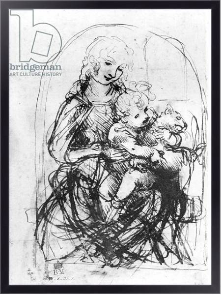 Постер Study for a Madonna with a Cat, c.1478-80 2 с типом исполнения На холсте в раме в багетной раме 221-01