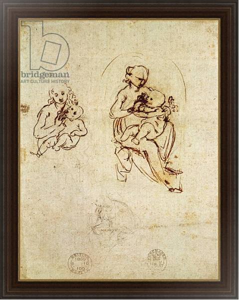 Постер Study for the Virgin and Child, c.1478-1480 с типом исполнения На холсте в раме в багетной раме 1.023.151