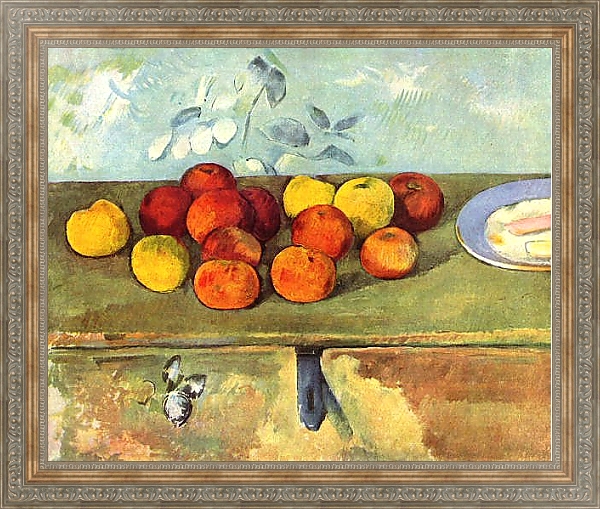 Постер Натюрморт с яблоками и печеньем с типом исполнения На холсте в раме в багетной раме 484.M48.310