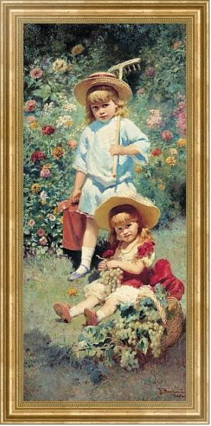 Постер Портрет детей художника. 1882 с типом исполнения На холсте в раме в багетной раме NA033.1.051