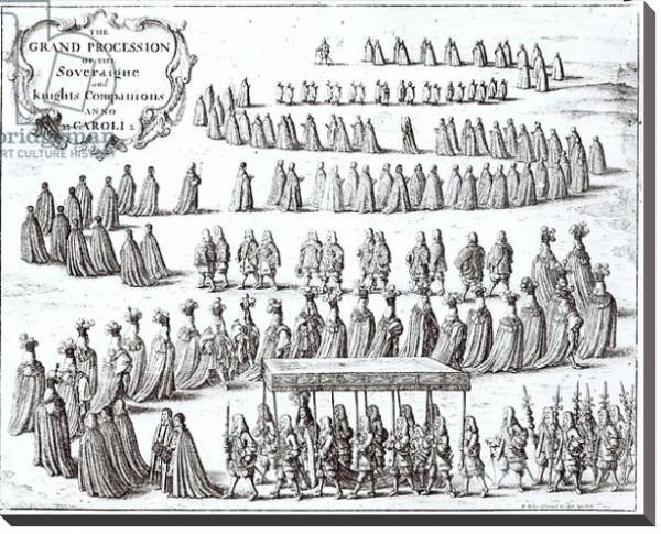 Постер Grand Procession of the Sovereign and the Knights of the Garter at Windsor, 1672 с типом исполнения На холсте без рамы