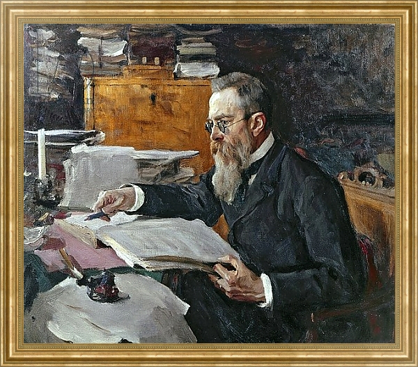 Постер Portrait of Nikolai Andreyevich Rimsky-Korsakov с типом исполнения На холсте в раме в багетной раме NA033.1.051