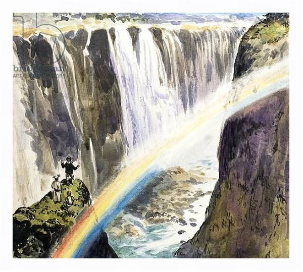 Постер Dr Livingstone seeing the Victoria Falls с типом исполнения На холсте в раме в багетной раме 221-03