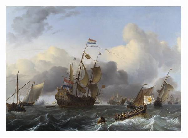 Постер The Eendracht and a Fleet of Dutch Men-of-war с типом исполнения На холсте в раме в багетной раме 221-03