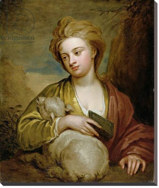 Постер Portrait of a Woman as St. Agnes, traditionally identified as Catherine Voss, c.1705-10 с типом исполнения На холсте без рамы