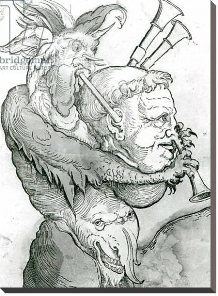 Постер Devil Playing Man's Head as Bagpipes, 1144 с типом исполнения На холсте без рамы