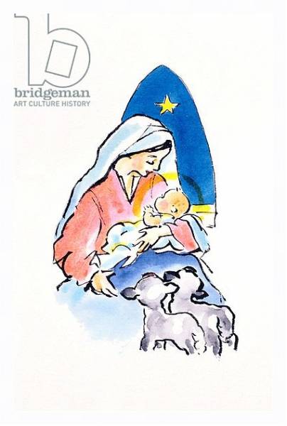 Постер Madonna and Child with Lambs, 1996 с типом исполнения На холсте в раме в багетной раме 221-03