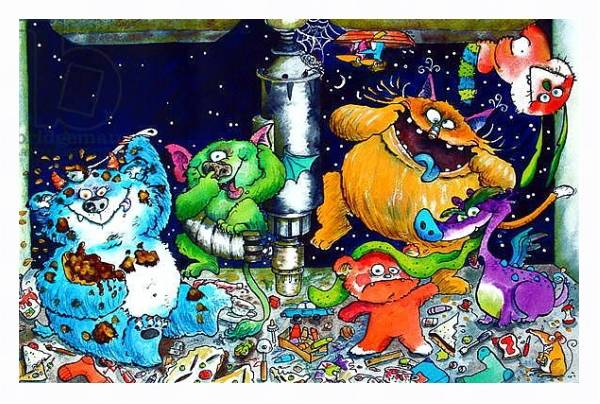 Постер Monsters under the sink с типом исполнения На холсте в раме в багетной раме 221-03