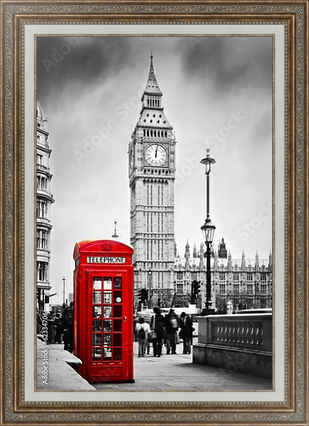Постер Великобритания. Лондон с типом исполнения На холсте в раме в багетной раме 595.M52.330