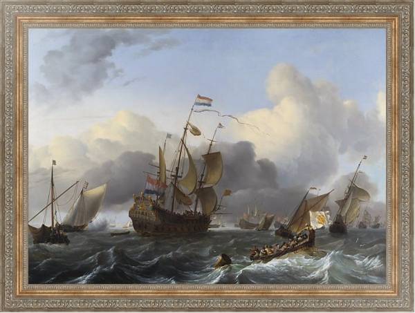 Постер The Eendracht and a Fleet of Dutch Men-of-war с типом исполнения На холсте в раме в багетной раме 484.M48.310