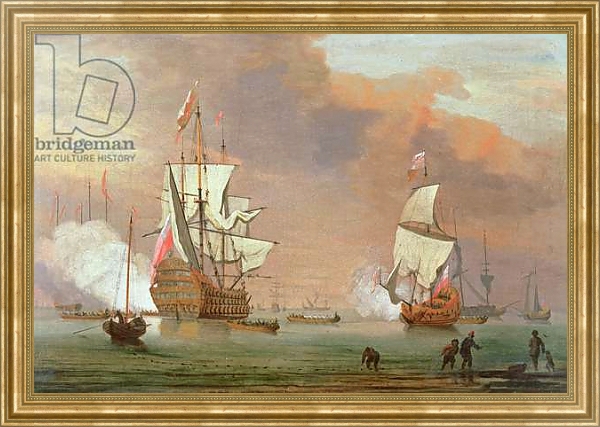 Постер Warships Firing a Salute с типом исполнения На холсте в раме в багетной раме NA033.1.051