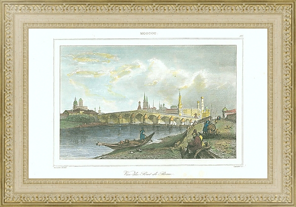 Постер Moscou, Vie du Pont de Pierre 1 с типом исполнения Акварель в раме в багетной раме 484.M48.725