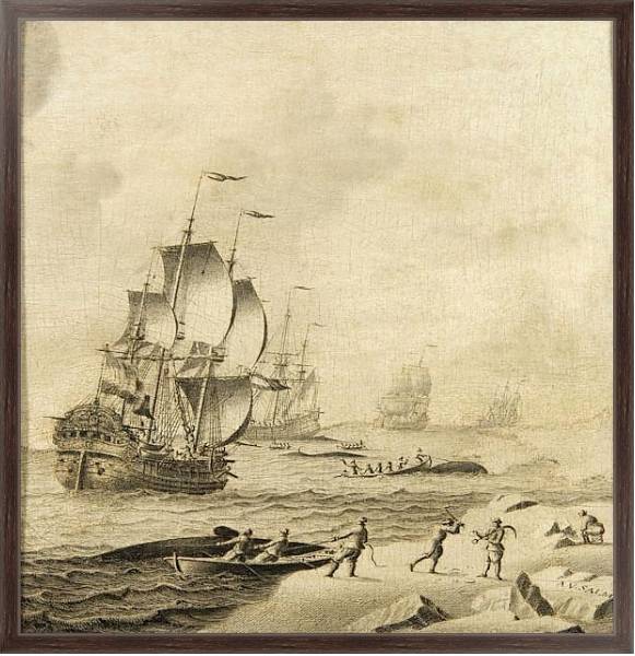 Постер Китовый промысел с типом исполнения На холсте в раме в багетной раме 221-02