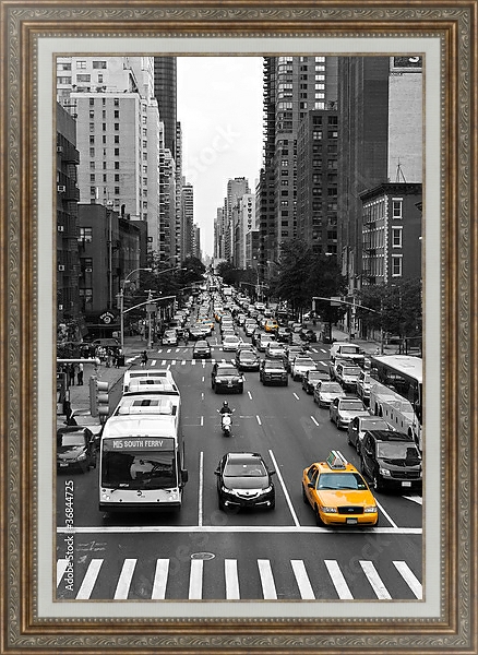 Постер Движение в Нью-Йорке, США с типом исполнения На холсте в раме в багетной раме 595.M52.330