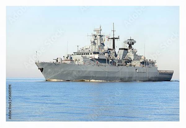 Постер Военный корабль с типом исполнения На холсте в раме в багетной раме 221-03