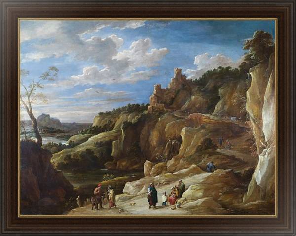 Постер Циганка на фоне холмистого пейзажа с типом исполнения На холсте в раме в багетной раме 1.023.151
