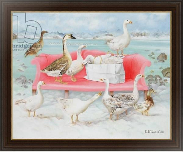 Постер Geese on Pink Sofa, 2000 с типом исполнения На холсте в раме в багетной раме 1.023.151