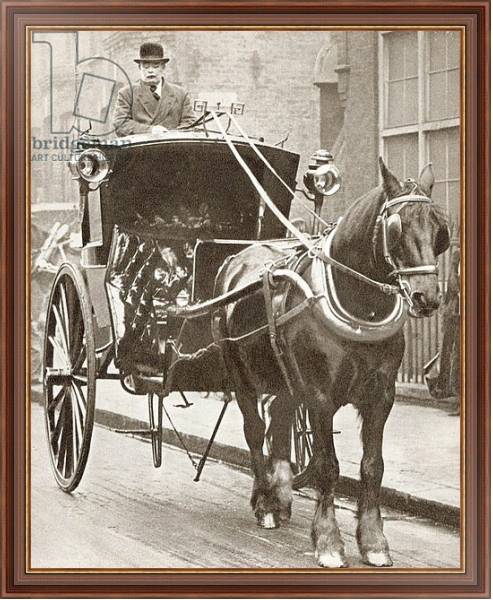 Постер A Hansom Cab in London, England in 1910 с типом исполнения На холсте в раме в багетной раме 35-M719P-83