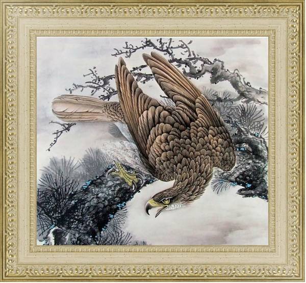 Постер Восточные птицы 26 с типом исполнения Акварель в раме в багетной раме 484.M48.725